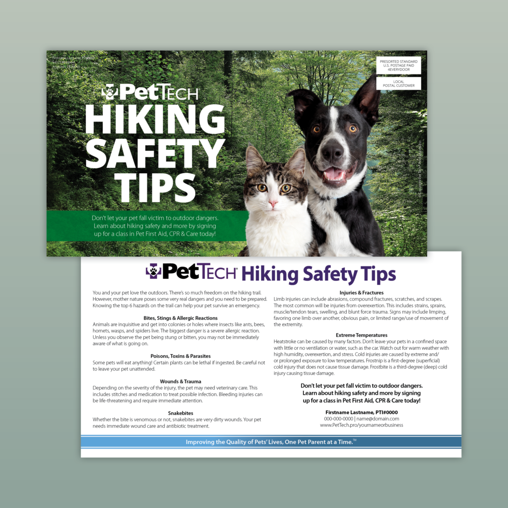Hiking Safety Tips Postcards Pet Tech Marketing